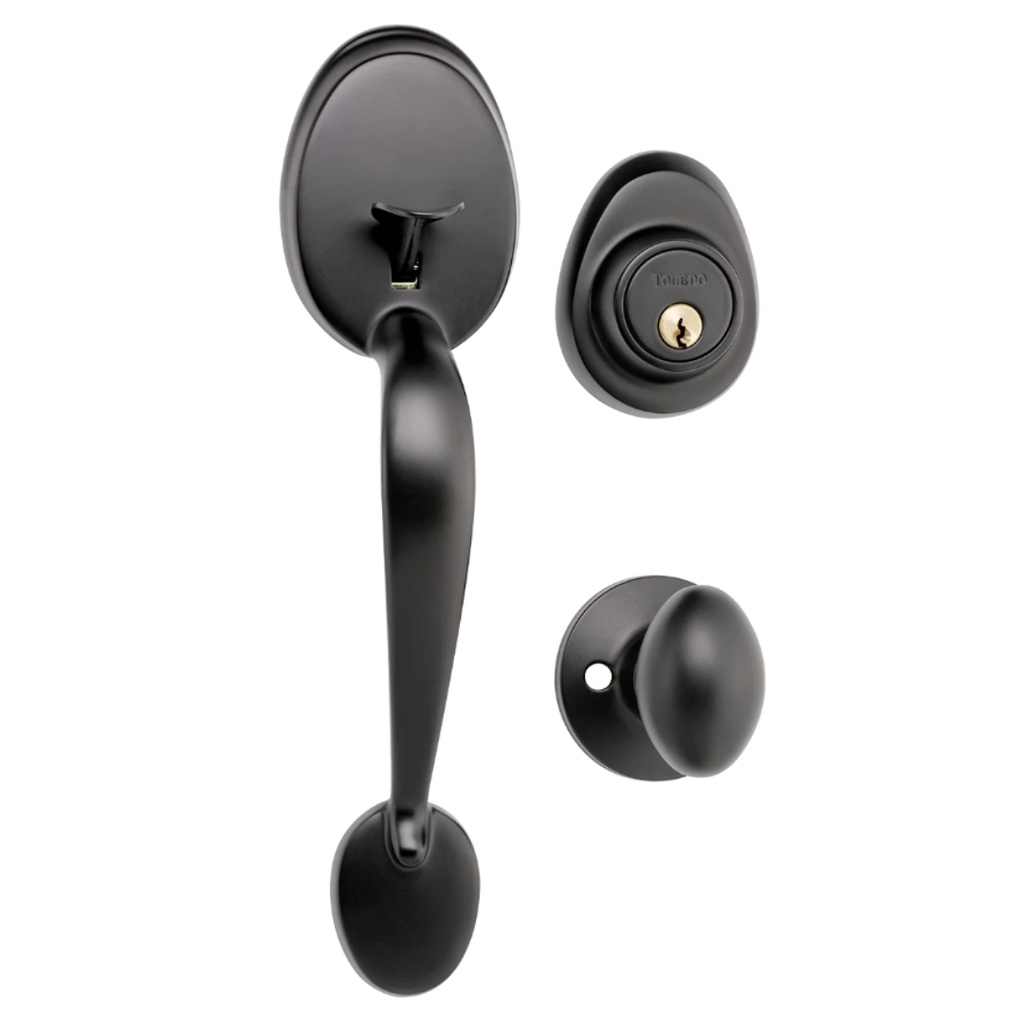 [380009145] Single Cylinder Iron Black Door Handleset