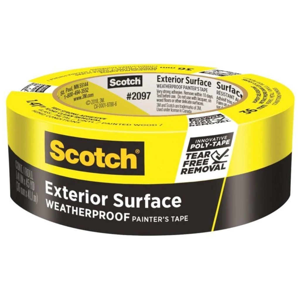 Scotch Exterior Surface Painters Tape  Yellow  1.41 Inches X 45 Yards  1 Roll