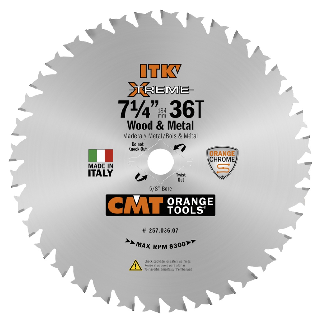 CMT 7-1/4in 36T Wood & Metal Circular Saw Blade - 257.036.07