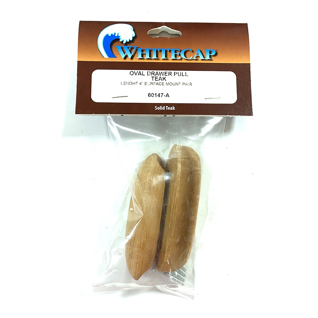 [M60147-A] Whitecap Teak Oval Drawer Pull - 4"L - 2 Pack - 60147-a