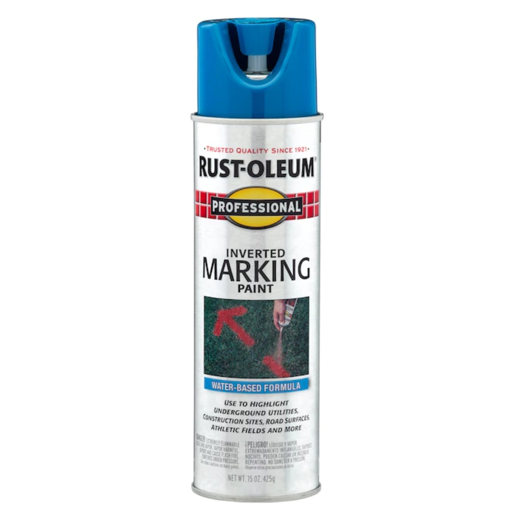 [1690197] Rust-Oleum Professional Caution Blue Inverted Marking Paint 15 Oz