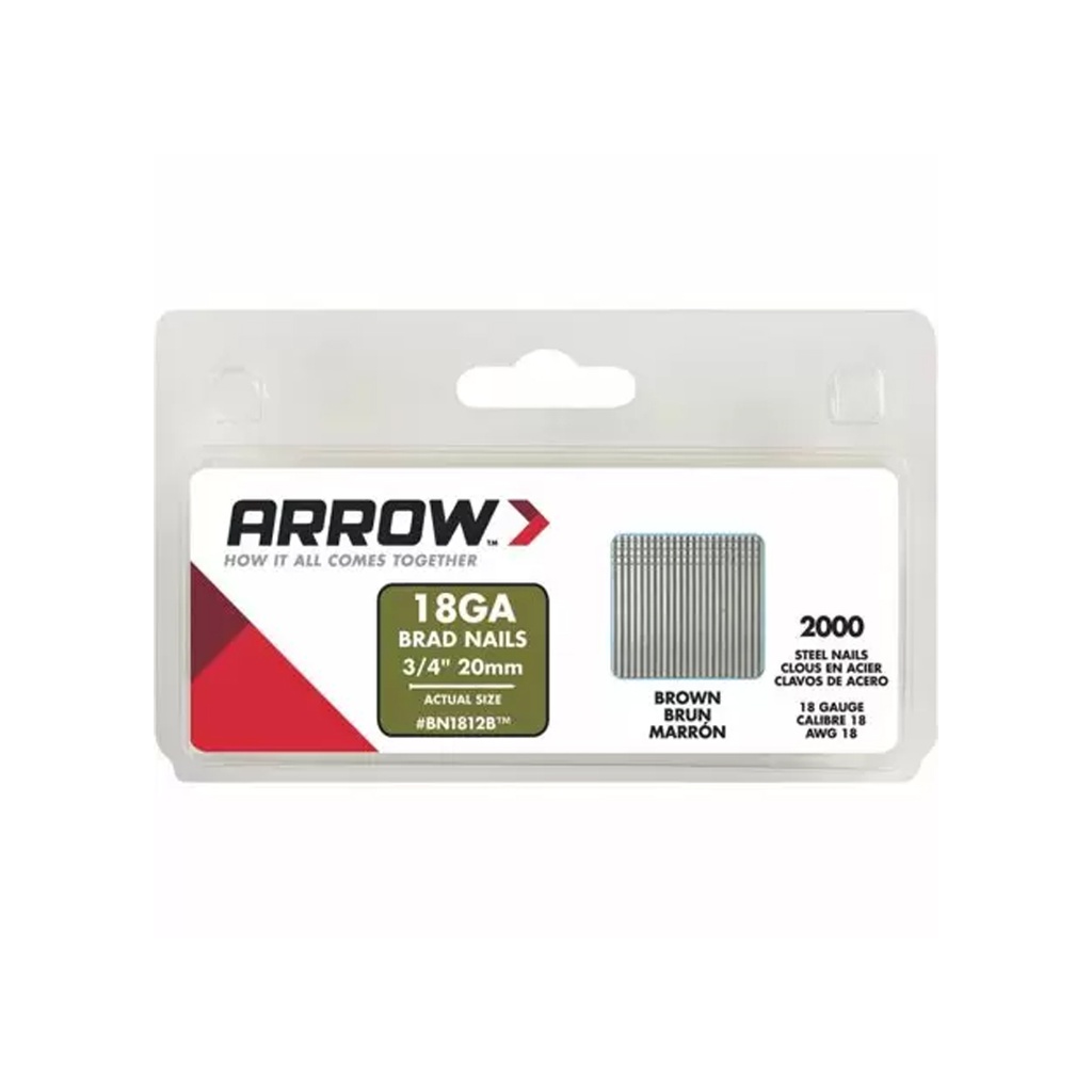 Arrow BN18 18 Ga. X 3/4 in. L Galvanized Steel Brad Nails 2000 Pk 0.8 Lb
