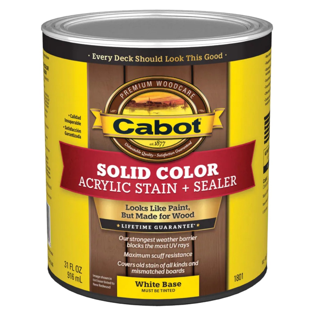 Cabot Solid Tintable 1801 White Base Water-Based Acrylic Deck Stain 1 Gal.