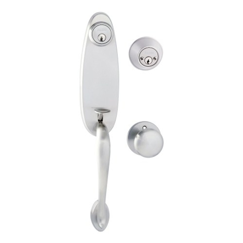 Toledo Fine Locks Handleset W/ Double Cylinder Deadbolt & Door Knob & Rosette in Gray, Size 12.0 H X 2.6 W X 4.0 D in | Wayfair V1601-TE/DH-US15