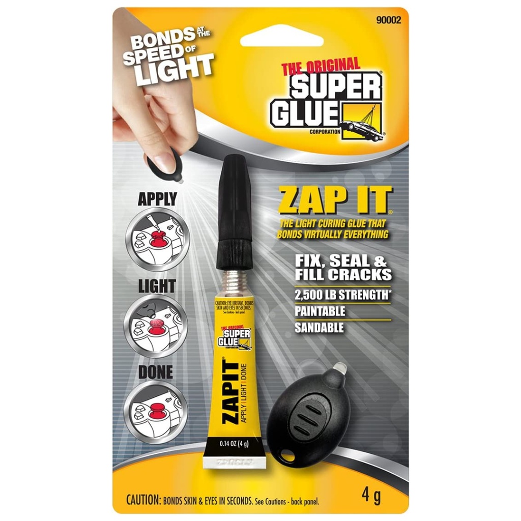[1000965] The Original Super Glue Zap It High Strength Light Cure Super Glue 0.14 Oz