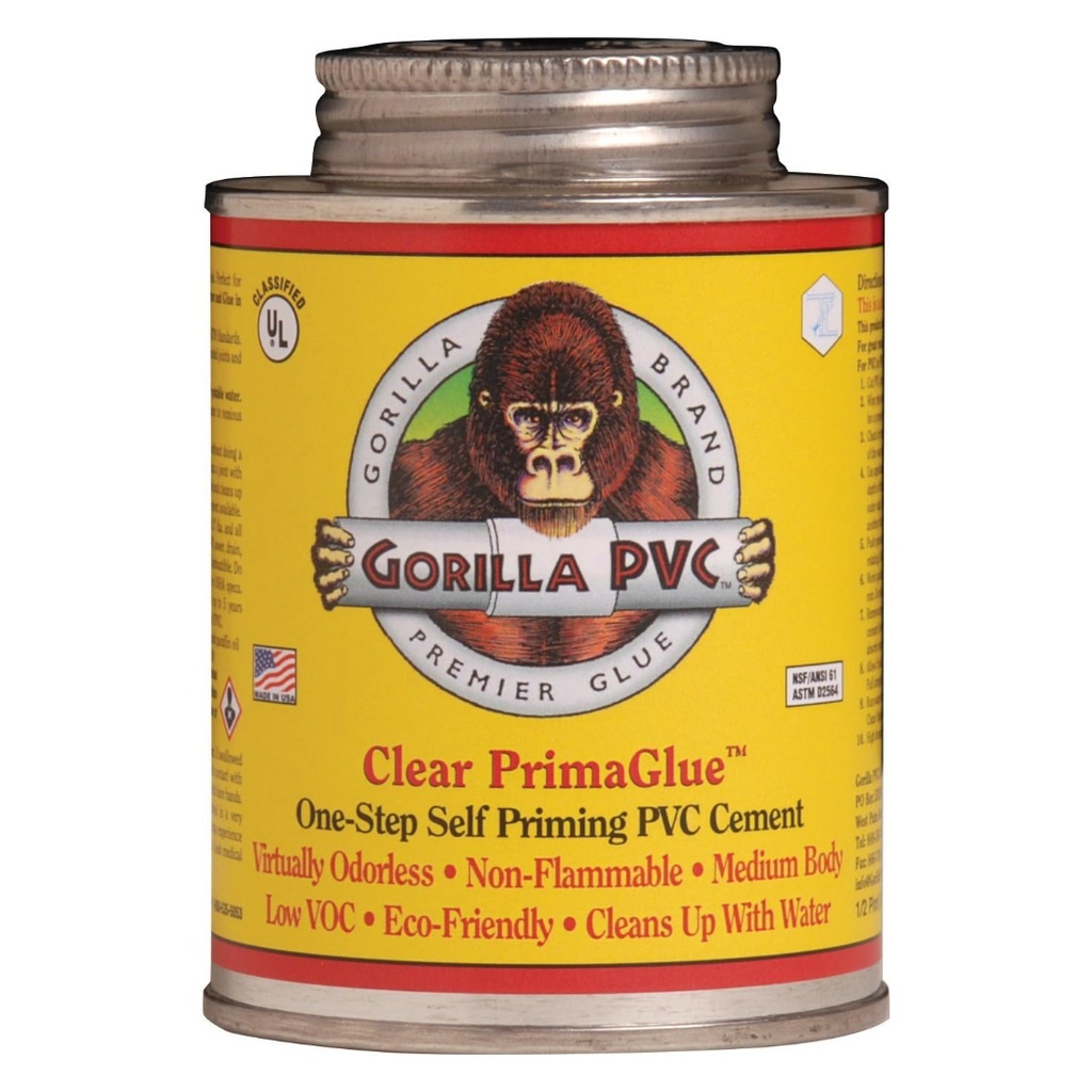 Gorilla R-08000 8 Oz Clear Low VOC PVC Cement
