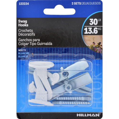 122234 White Swag Hook, 2 Count