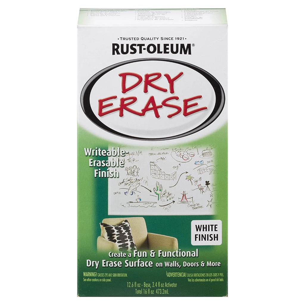 [1408061] Rust-Oleum White Dry Erase Paint Kit 16 Oz.