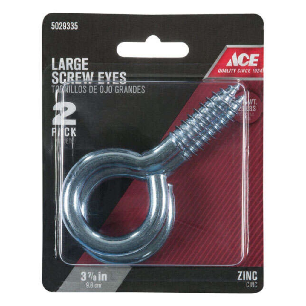 Ace 7/16 3-7/8 in. L Zinc-Plated Steel Screw Eye 2 Pk