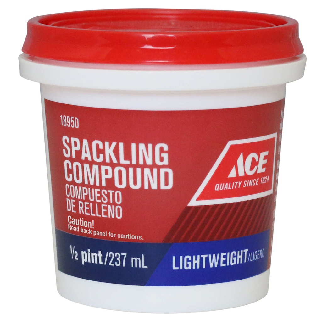 [18950] Ace Ready to Use White Lightweight Spackling Compound 0.5 Pt - Total Qty: 12