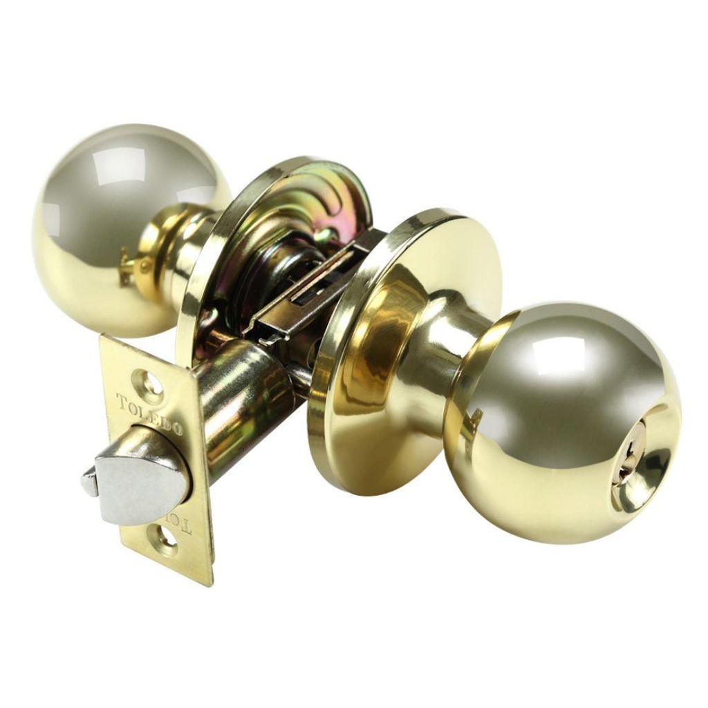 Toledo Fine Locks Knobset Pomo Entry Lock-Set Polished Brass E14-57