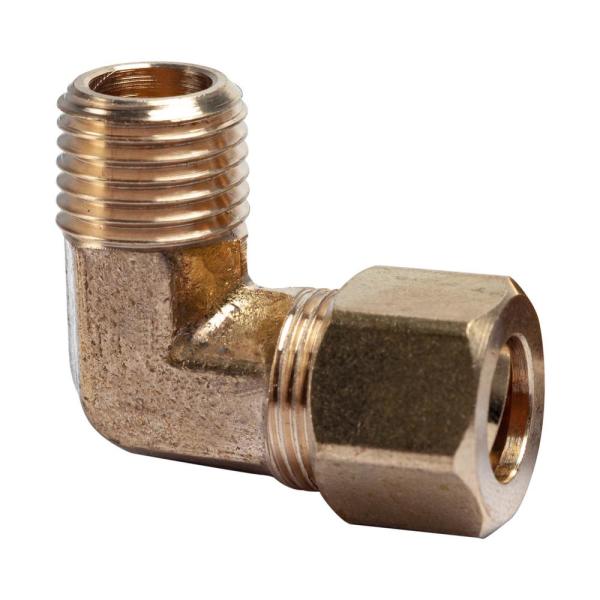 [4338380] JMF Company 3/8 in. Compression X 1/4 in. D MPT Brass 90 Degree Elbow