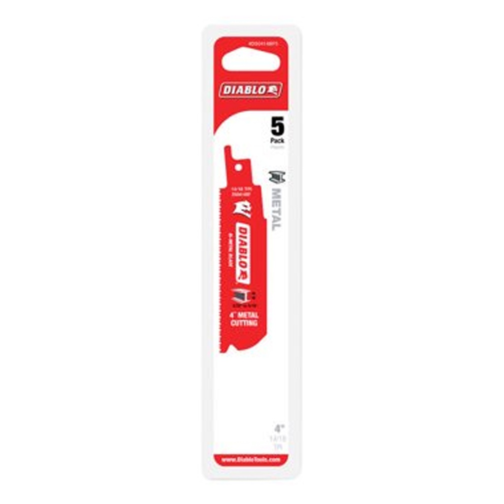 Diablo 4 in. Bi-Metal Medium Metal Reciprocating Saw Blade 14/18 TPI 5 Pk