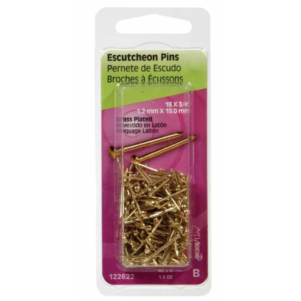 [122630] Hillman 16 Ga. X 5/8 in. L Brass Escutcheon Pins 1 Pack 2 Oz.