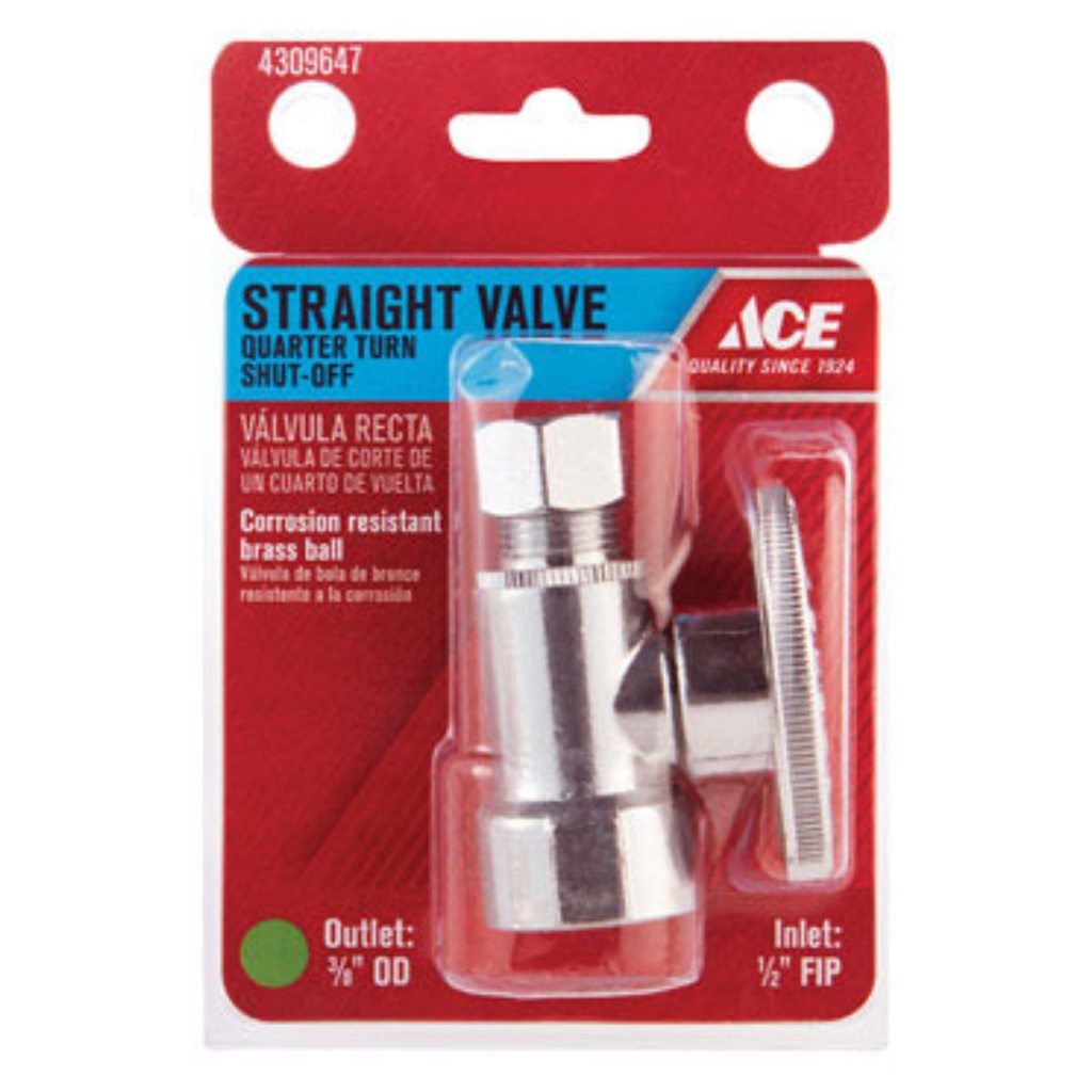 Ace FIP Compression Brass Straight Stop Valve