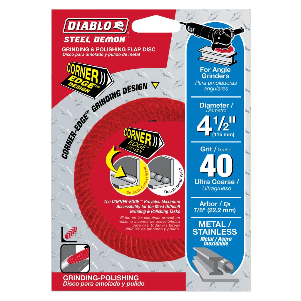 [DCC045040N01F] Diablo Steel Demon 4-1/2 in. Premium Zirconium Blend Bolt-on Flap Disc 40 Grit Ultra Coarse 1 Pk