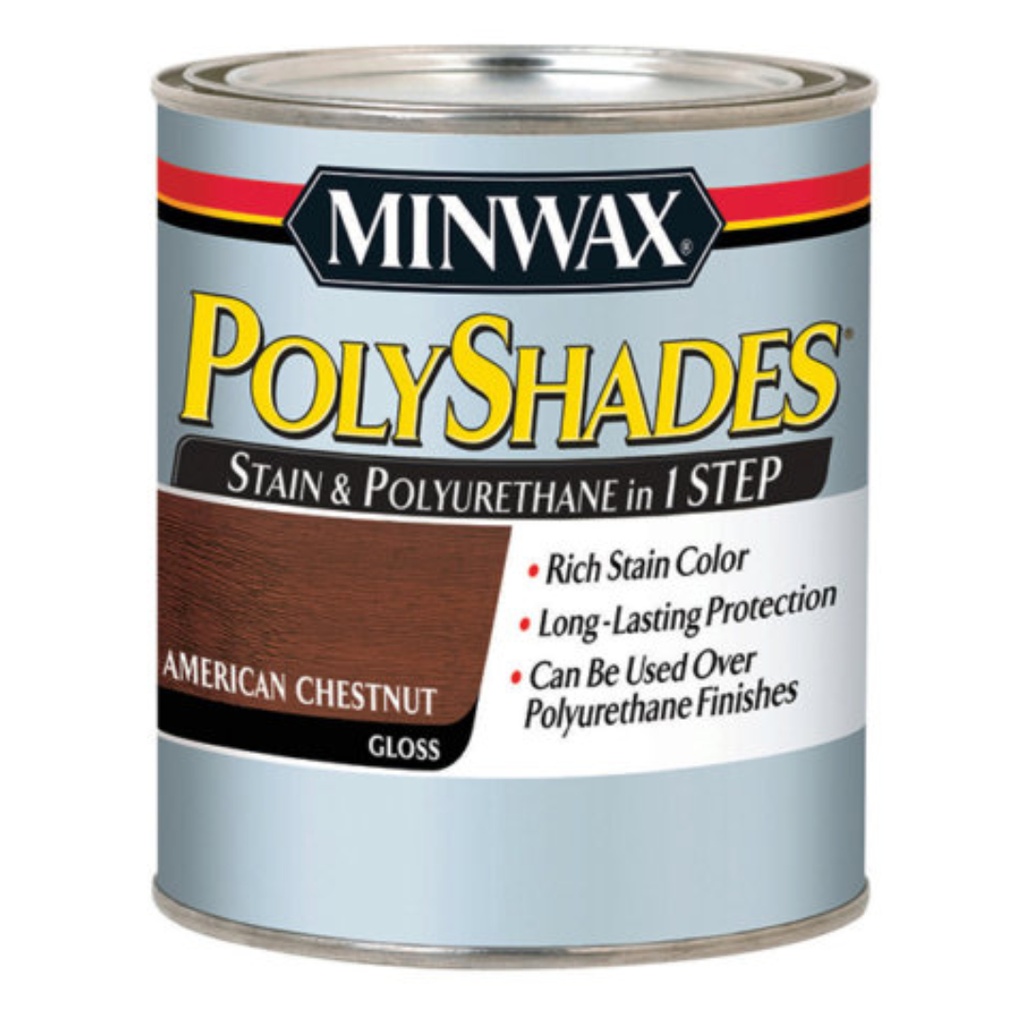 [420013601] 614750444 Waterbased Polyurethane Stain, Gloss, Liquid, American Chestnut, 1 Qt, Can