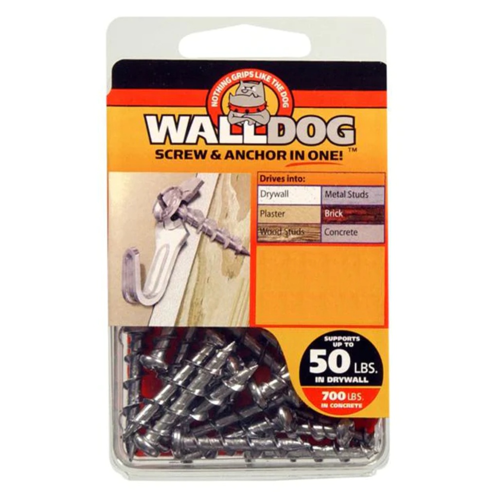 [42004] Hillman 3/16 in. Dia. X 1-1/4 in. L Brass Pan Head Walldog Screw & Anchor 20 Pk - Case of: 10; Each Pack Qty: 20; Total Items Qty: 200