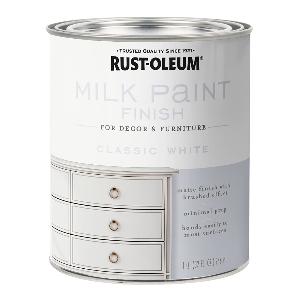 Rust-Oleum Matte Classic White Water-Based Acrylic Milk Paint 1 Qt.