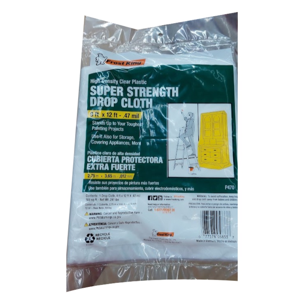 Frost King 9 Ft. W X 12 Ft. L X 0.47 Mil Plastic Drop Cloth 1 Pk