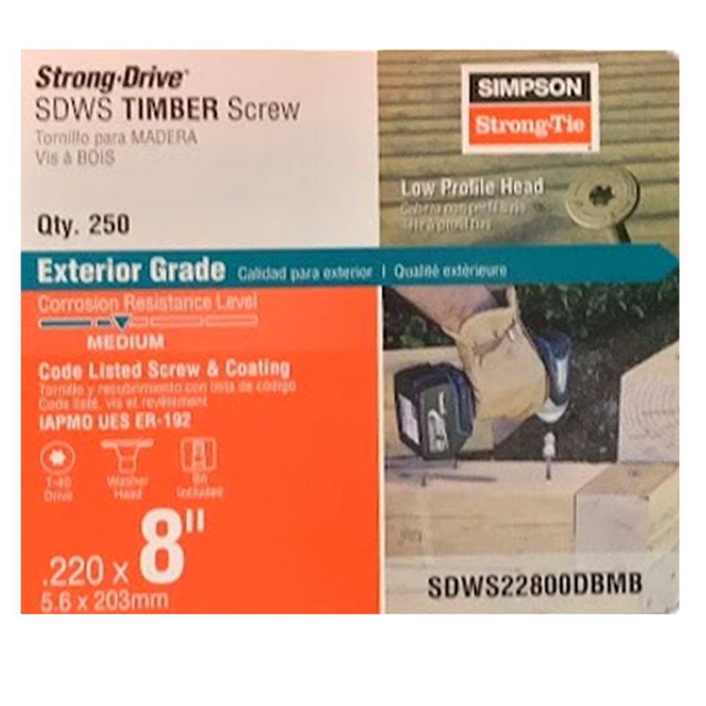 [ANCLAJE236] Simpson Strong-Tie Strong-Drive No. 5 X 8 in. L Star Low Profile Head Bold Structural Screws