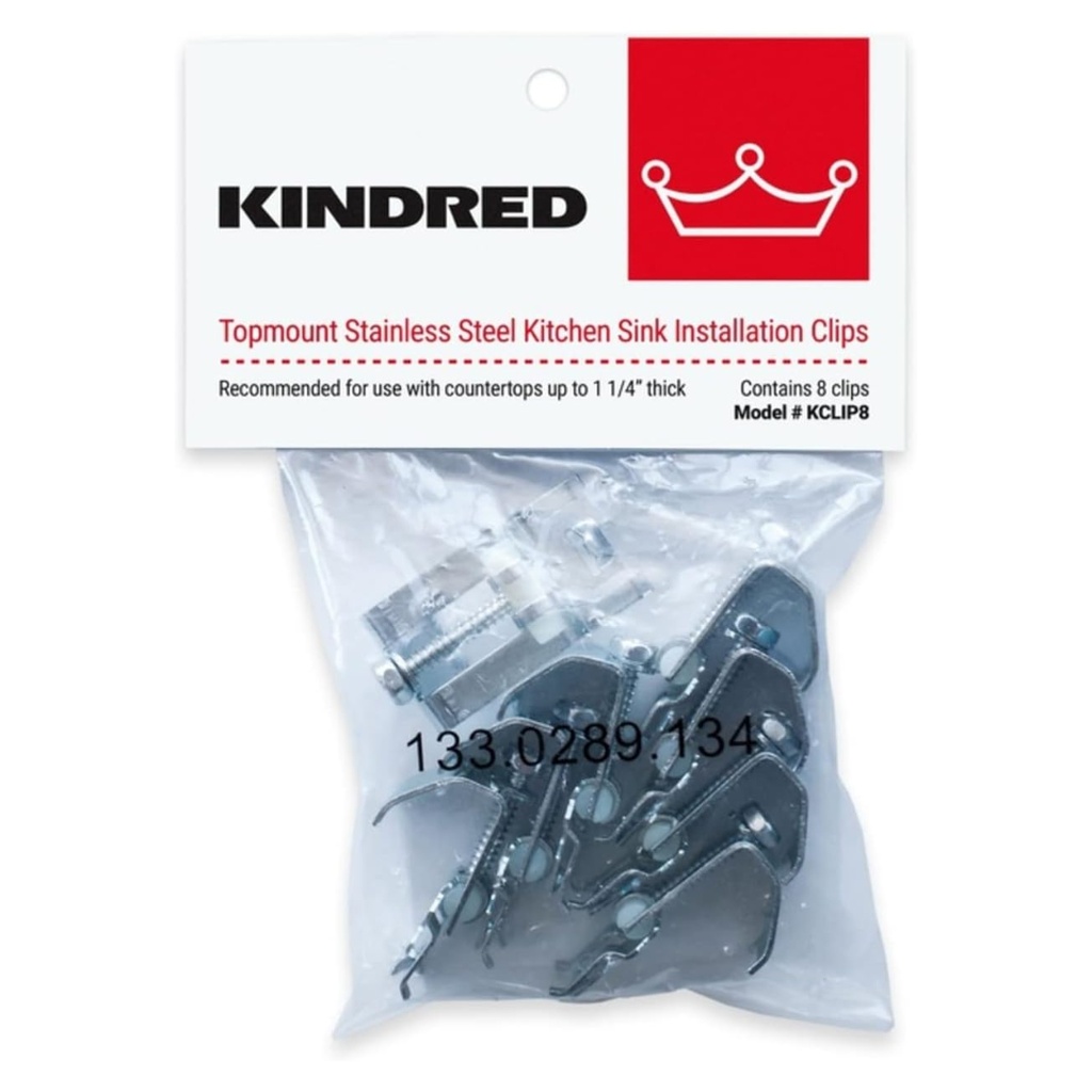 Sink Clip, Stainless Steel, for: Countertops up to 1-1/4 in