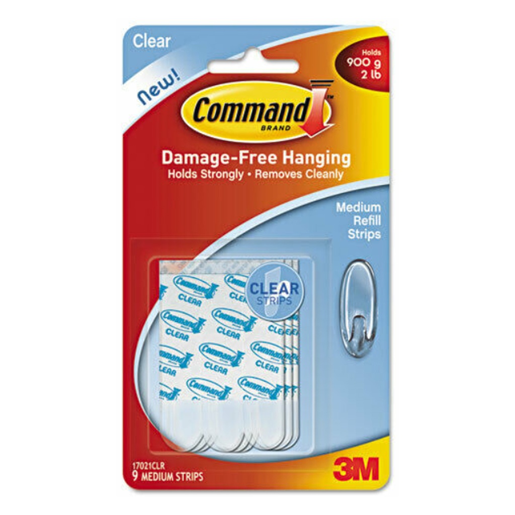Command 17021CLRES Clear Refill Strips  5/8 X 1 3/4  9/Pack