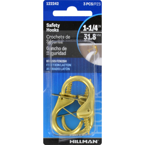 Hillman Anchor Wire 1-1/4 in. Brass Safety Hook 122242