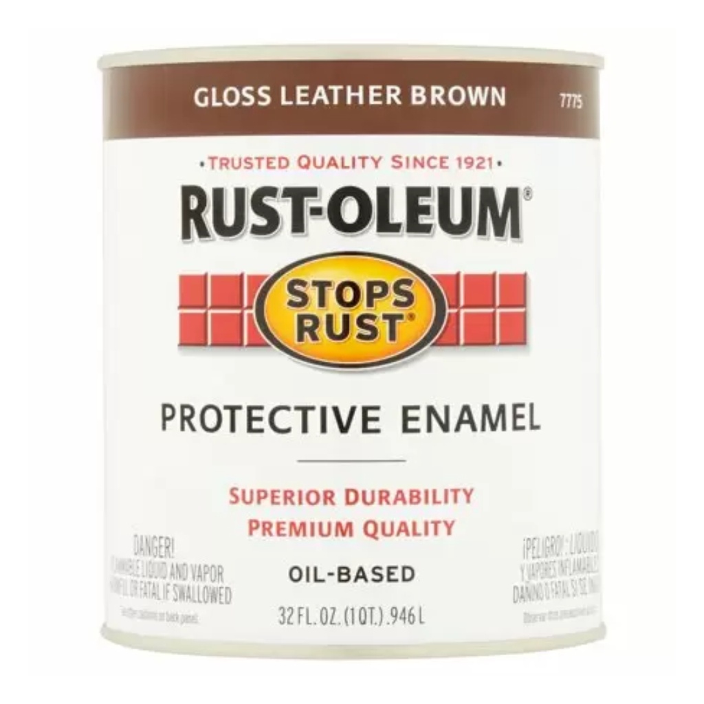 Interior/Exterior Paint, Gloss, Oil Base, Leather Brown, 1 Qt