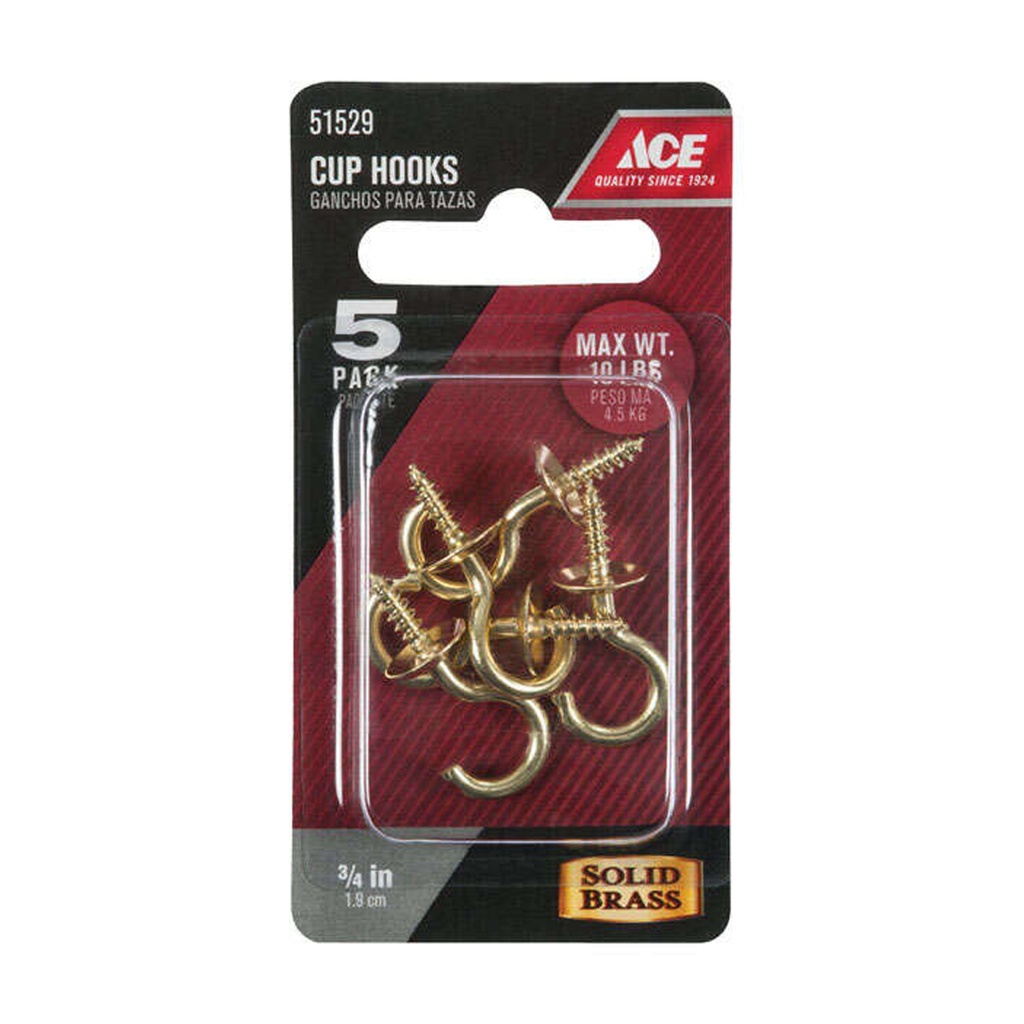 HOOK CUP 3/4"P BRS CD5