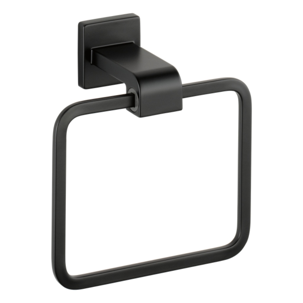 [77546-BL] Delta 77546 Ara Wall Mounted Towel Ring Matte Black Bathroom Hardware and Accessories Bathroom Hardware Towel Rings
