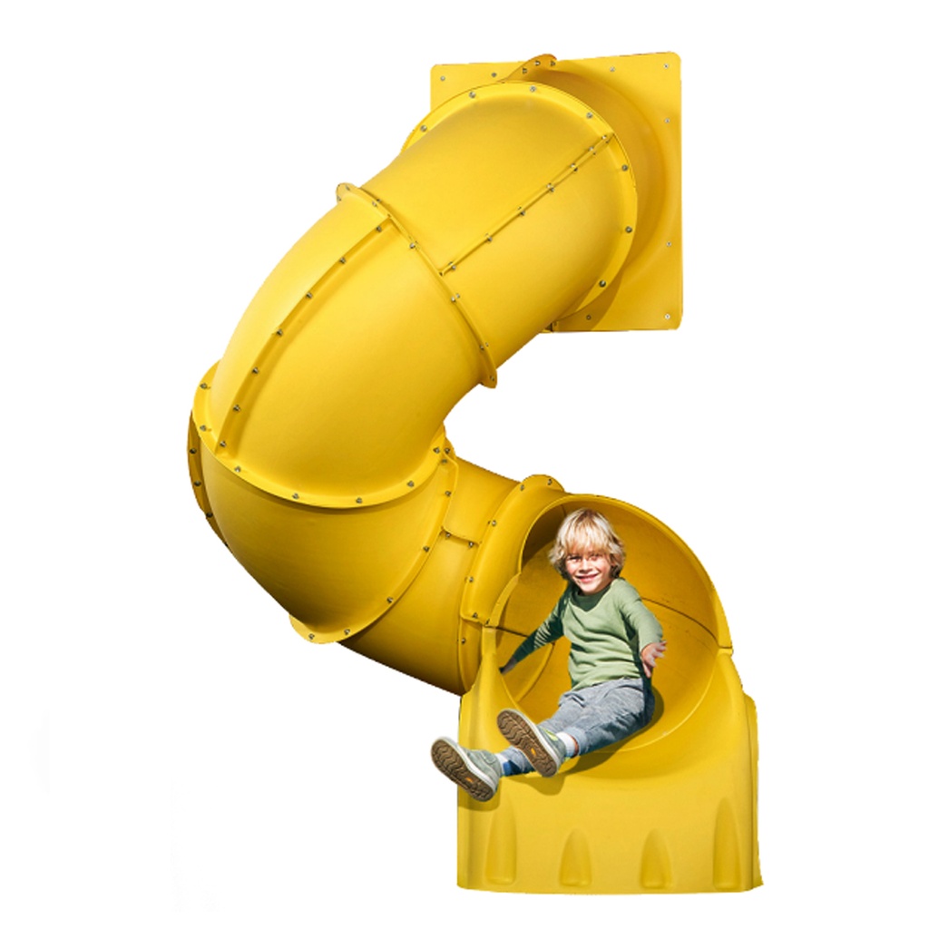 [NE4692Y] Swing-N-Slide Yellow Plastic Turbo Tube Slide for Backyard Swing Sets with Lifetime Warranty  for 5 Foot Deck Heights