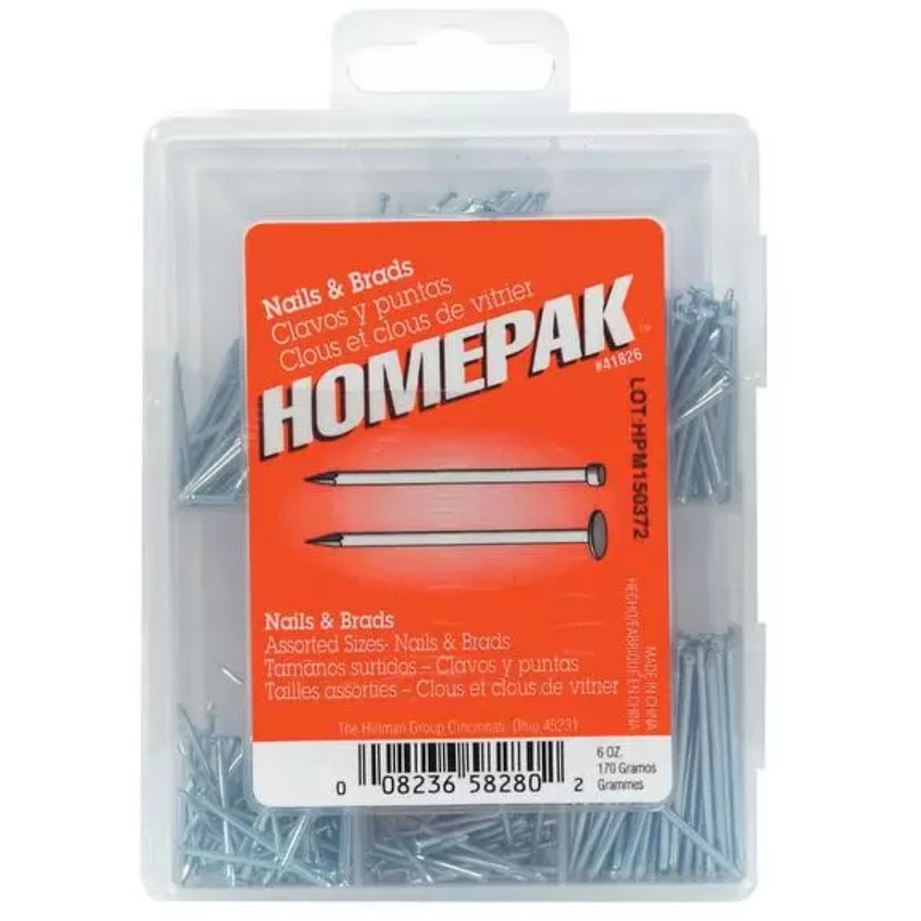 [41826] Hillman Assorted Sizes L Assorted Steel Assorted Nails, Tacks, Brads and Screws Set Smooth Shank