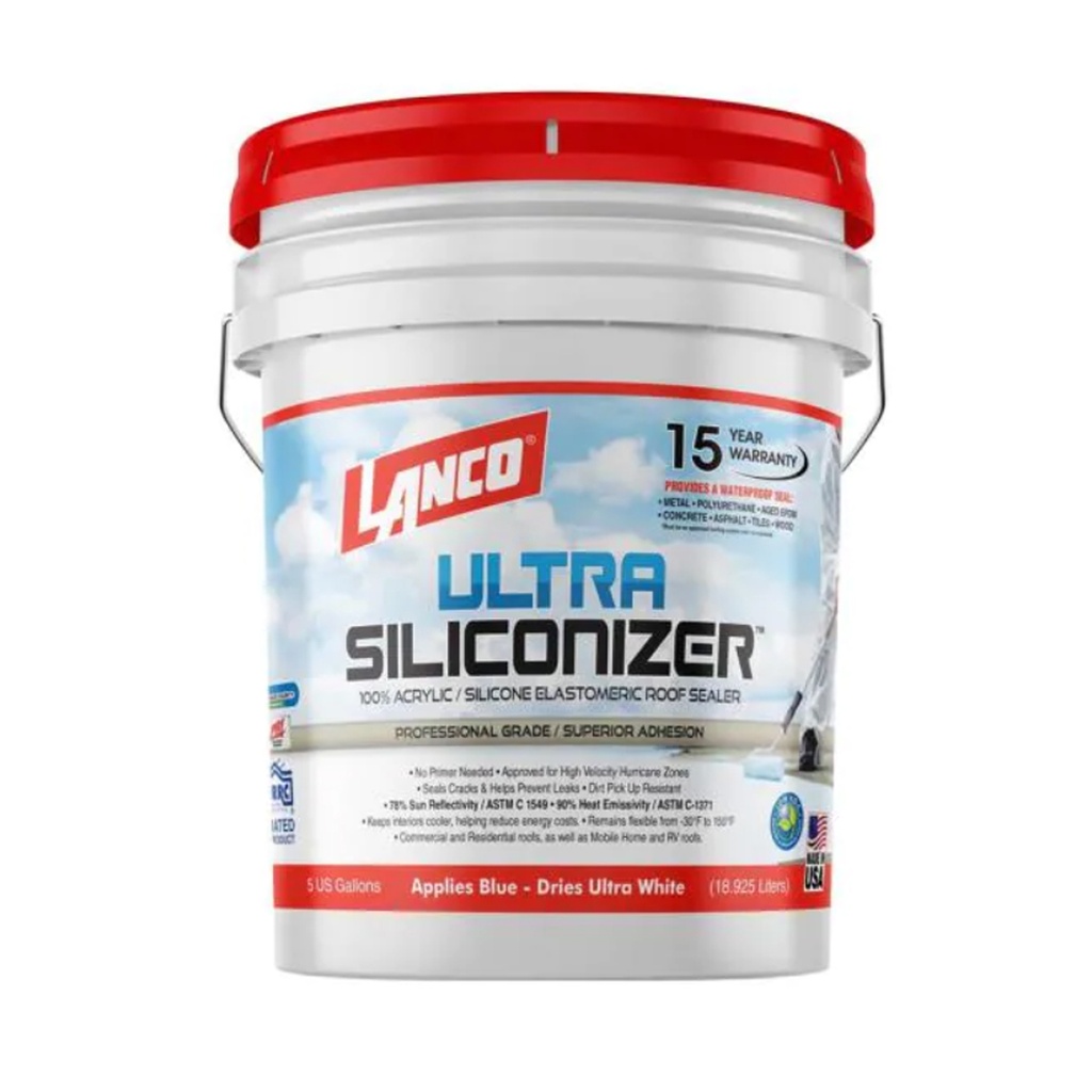 [RC9052] Lanco Roof Coating 5 Gal Ultra Siliconizer 100% Acrylic Elastomeric Reflective