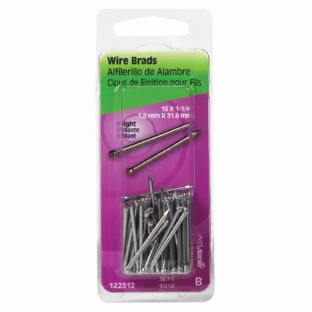 122512 1.25 in. X 15 Bright Wire Brads - 2 Oz., 6PK