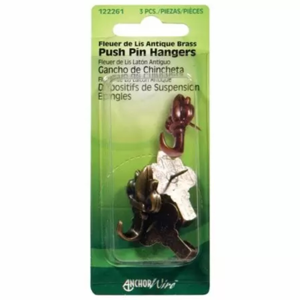 Hillman AnchorWire Antique Brass Push Pin Picture Hook 20 Lb. 3 Pack