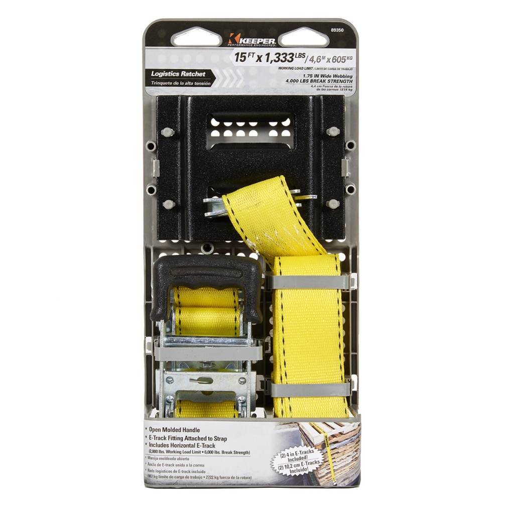 Keeper 1.75 in. W X 15 Ft. L Black/Yellow Ratchet Tie Down Strap 1333 Lb 1 Pk