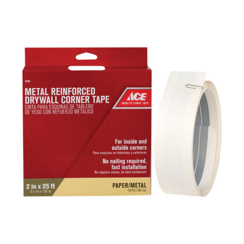 Ace 25 Ft. L X 2 in. W Reinforced Metal White Self Adhesive Corner Tape