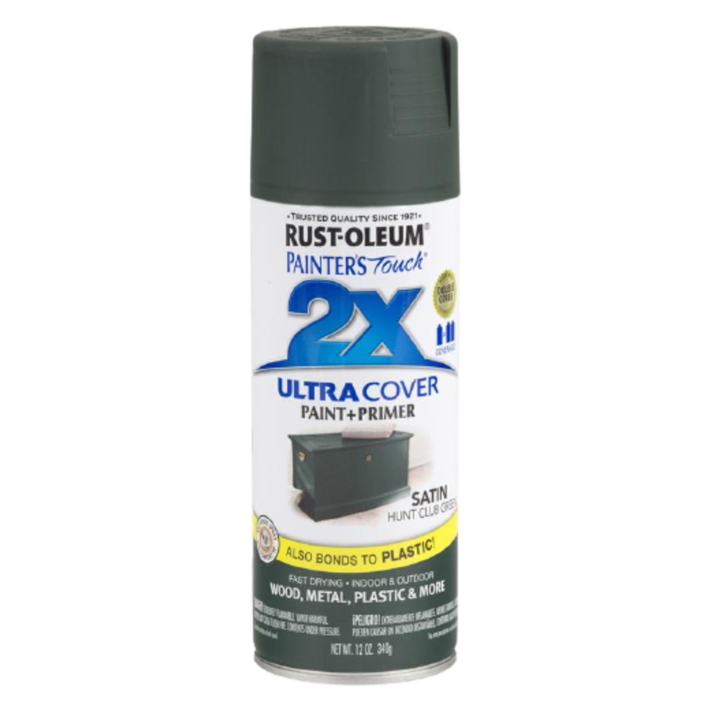 Rust-Oleum 12oz 2X Painter's Touch Ultra Cover High Gloss Spray Paint Hunt Green: Enamel for Plastic & More