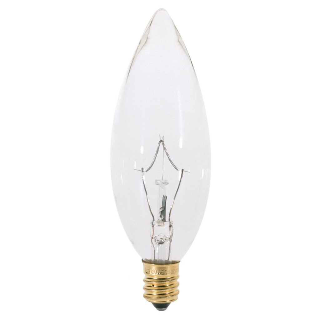[S3782] Satco 25 W BA9.5 Chandelier Incandescent Bulb E12 (Candelabra) Soft White