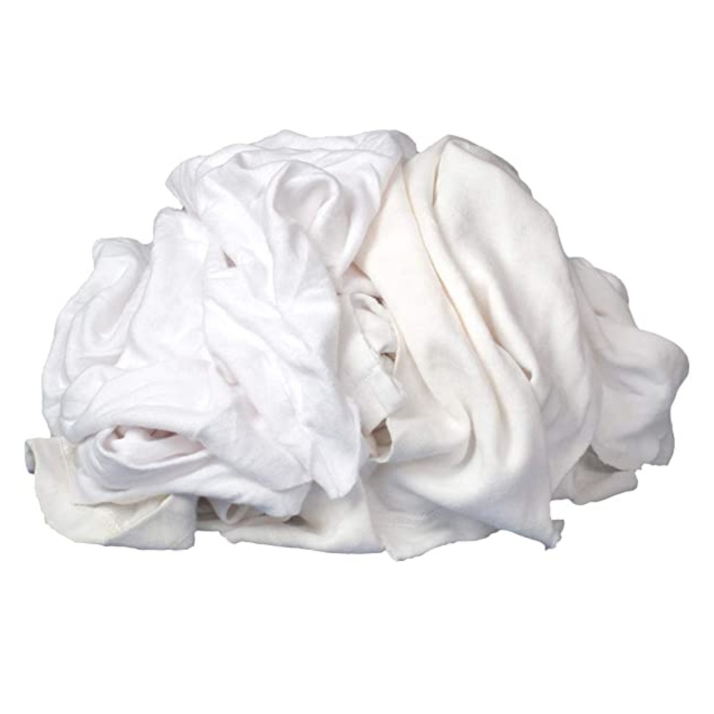 Buffalo Industries - Buffalo Recycled White T-Shirt Rags - 1 Pound Bag