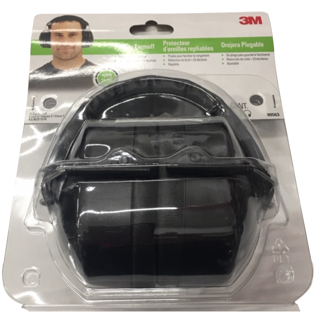 3M Lawn Garden Folding Earmuffs  Black  Adjustable  90563G1-DC  NRR 25 DB