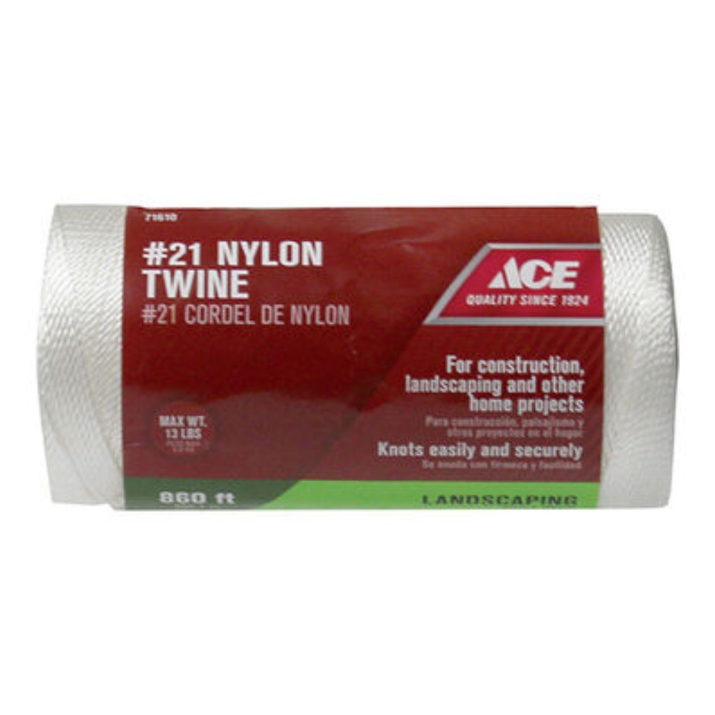 Ace 21 in. D X 860 Ft. L White Twisted Nylon Twine