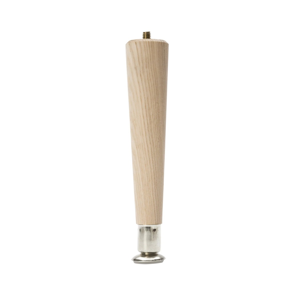 8 in. Round Taper Table Leg with Hanger Bolt - 1.5 in. Dia. Tapers to 0.875 in. - Unfinished Hardwood - Self Leveling