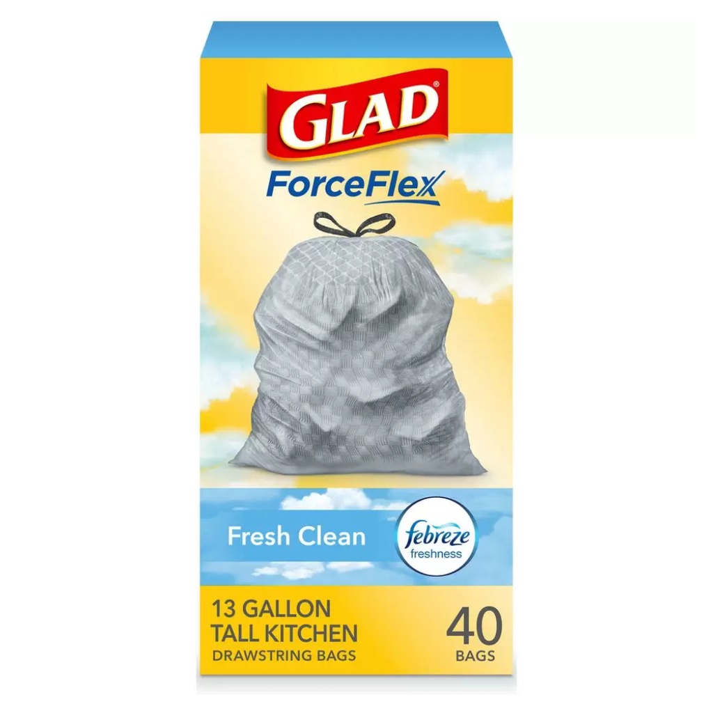 Glad Forceflex Tall Kitchen Drawstring Trash Bags