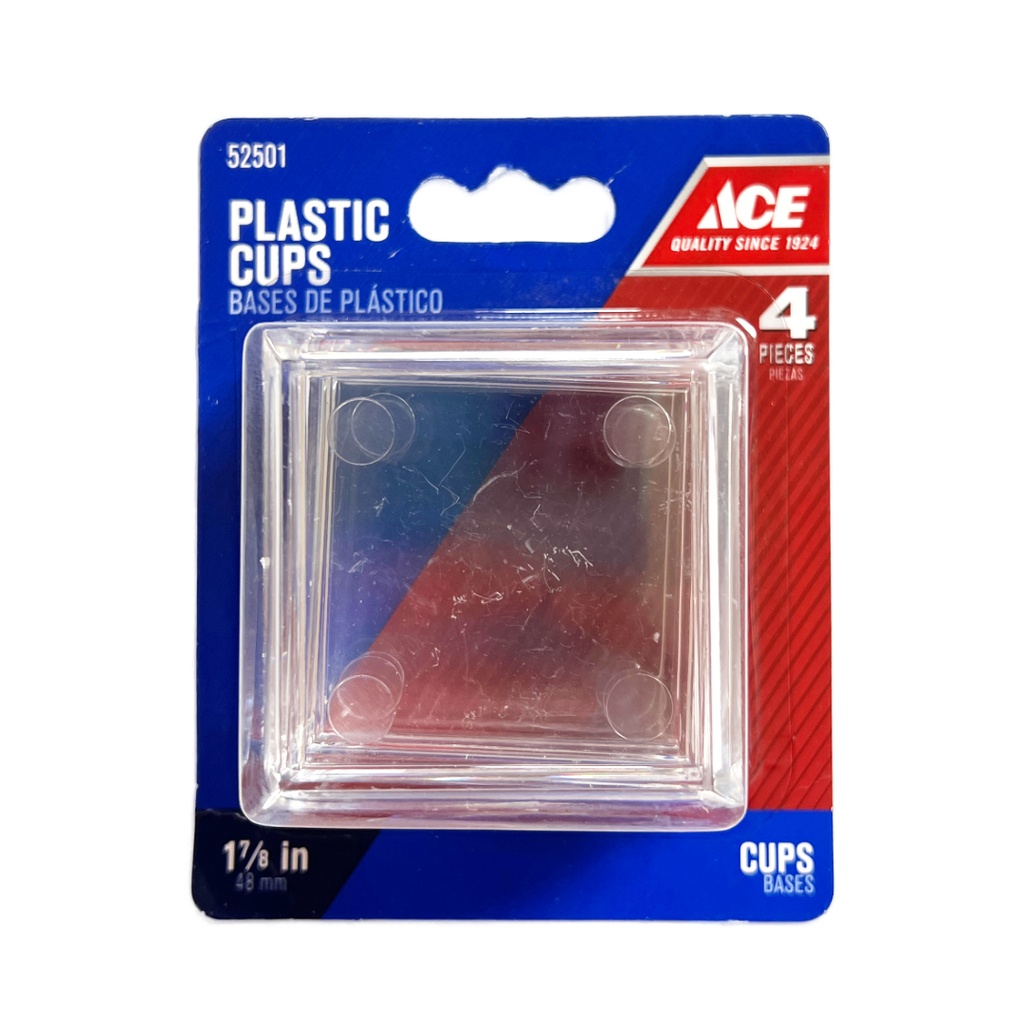 Ace Plastic Furniture Cups Clear Square 1-7/8 in. W X 1-7/8 in. L 4 Pk
