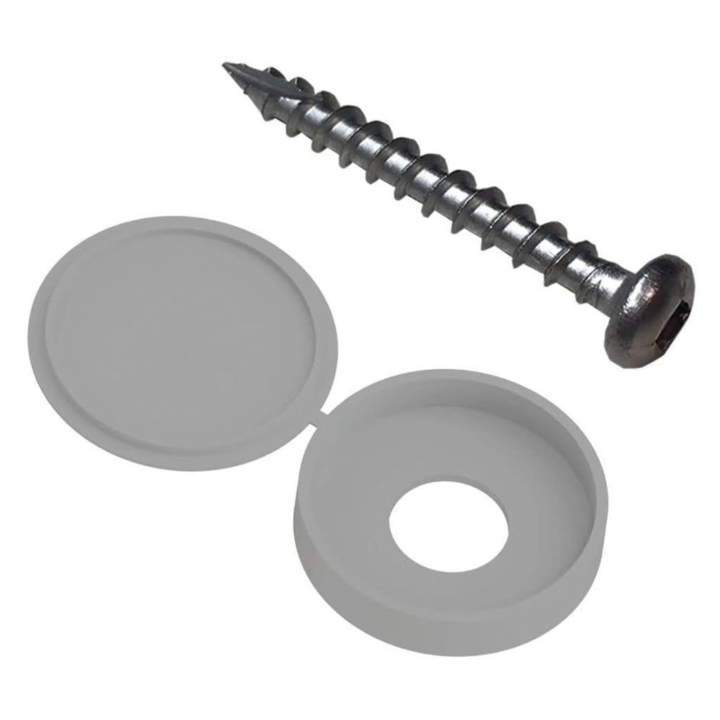 1-1/2 in. L #8 External Square Round Stainless Steel Decorator Screws and Cover Gray (12-Pack)