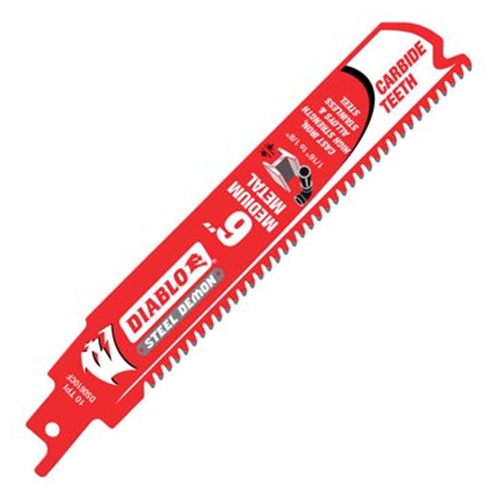 [DS0610CF] DIABLO 10TPI Steel Demon Carbide Reciprocating Saw Blade - 6 Inch