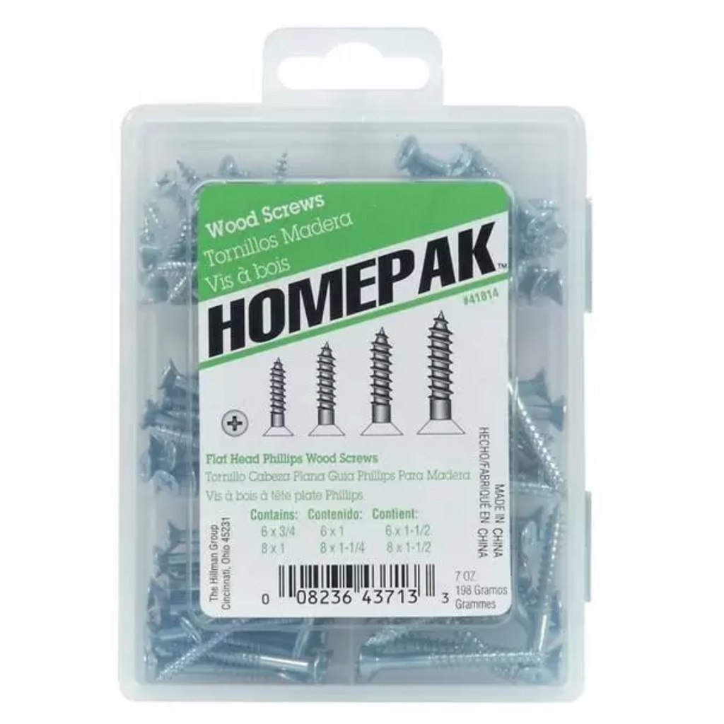 Hillman Homepak Assorted X Various in. L Phillips Zinc-Plated Wood Screw Assortment