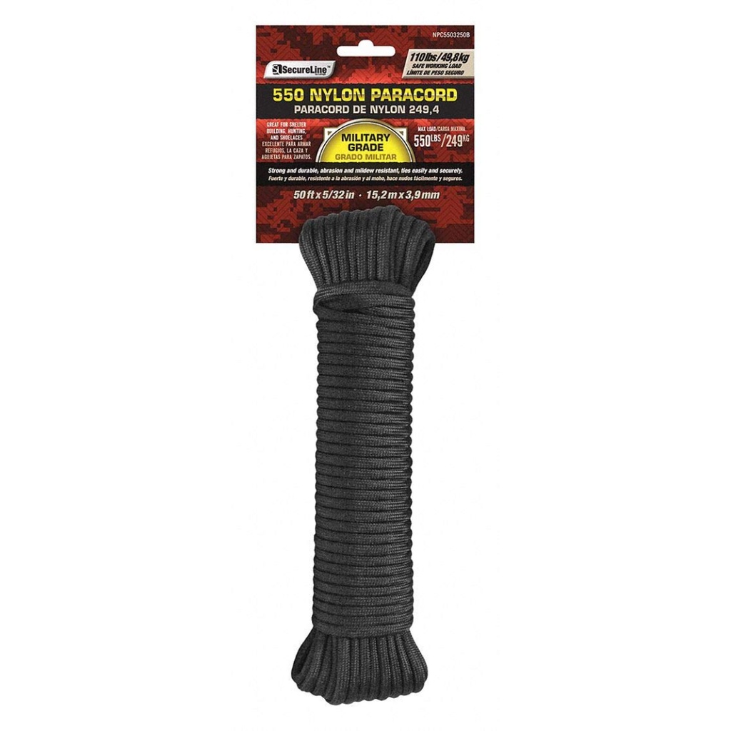 PARACORD BLK 5/32"X100